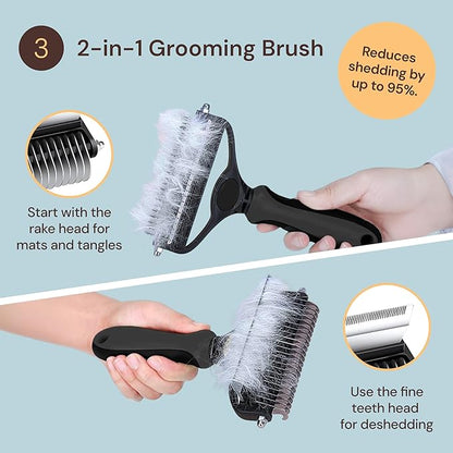 Sunny & Honey Bath Bundle - Dog Shampoo and Conditioner, Perfume, Brush for Shedding & Microfiber Towel - Moisturize & Detangle - Dog Wash & Cologne Spray (Coconut Shampoo 16oz & Breeze Perfume 8oz)