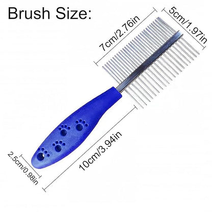 Dual Row Rubber Handle Dog Brush for Small Dogs -Grooming Tool for Puppies, Yorkies, Shih Tzus, Maltipoos & Maltese (Blue)
