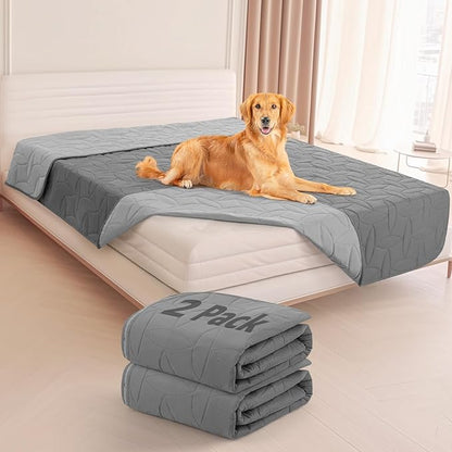 LOOBANI 2 Pack Waterproof Dog Blanket, Reversible and Washable Pet Bed Covers, Protects Furniture, Couch, Bed, and Car from Spills and Scratches, Soft and Cozy for Large Dogs and Puppies, 82x120In