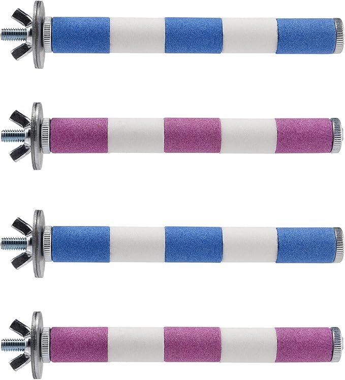 Bird Perch Parrot Stand Cage Accessories Natural Wooden Stick Paw Grinding Rope-surfaced Chew Toy Standing Rod for Exercise Training Branches (Sandstone (S 4 pcs))