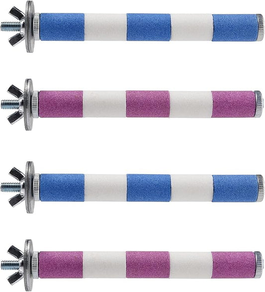 Bird Perch Parrot Stand Cage Accessories Natural Wooden Stick Paw Grinding Rope-surfaced Chew Toy Standing Rod for Exercise Training Branches (Sandstone (S 4 pcs))