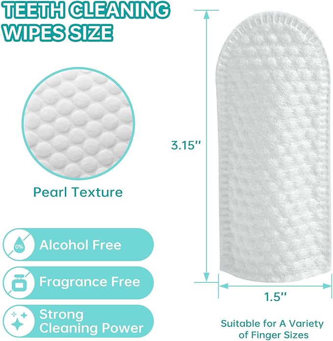 PITHER Dog Teeth Cleaning Wipes, 50pcs Pet Dental Finger Wipes Fresh Breath for Dogs and Cats Safe and Natural Wipe Away Plaque and Tartar Mildness in Nature Dog Brushing Set