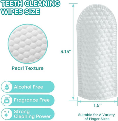 PITHER Dog Teeth Cleaning Wipes, 50pcs Pet Dental Finger Wipes Fresh Breath for Dogs and Cats Safe and Natural Wipe Away Plaque and Tartar Mildness in Nature Dog Brushing Set