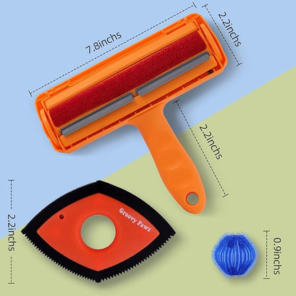 Ultimate Pet Hair Removal Kit | Car Pet Hair Removal | 18 Pet Hair Attracting Washer/Dryer Balls | Reusable Static Hair Brush | Dog Brush/Edge Cleaner | Safe and Gentle | GROOVY PAWZ