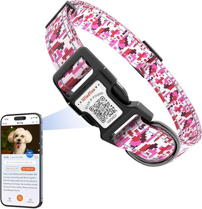 Reflective Dog Collars for Medium Dogs Soft Nylon Camo Rose Red Sized S