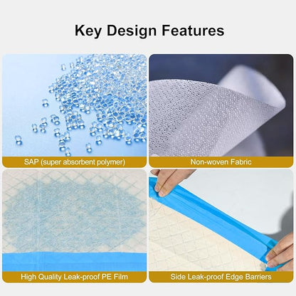 Gardner Pet Ultra Absorbent Thicker Dog Pee Pads Extra Large XL 28"x34" Leak-Proof Odor-Control Blue Puppy Training Pads Full Edge-Wrapping Pad for Dogs Dogs, Puppies, Doggie, Cats, Rabbits - 18 Ct