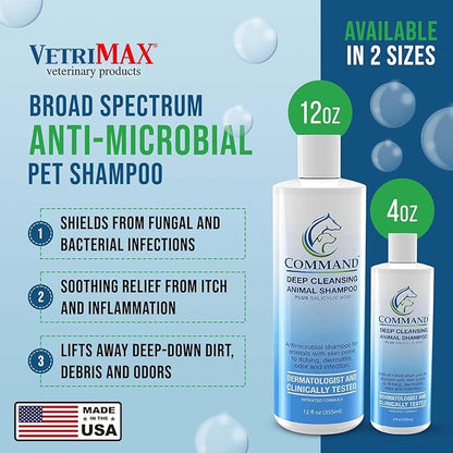 Command Medicated Dog Shampoo for Itchy Skin, Anti-Itch Relief for Allergies and Dry Skin, Healing Soothing Pet Care Formula (12 oz)
