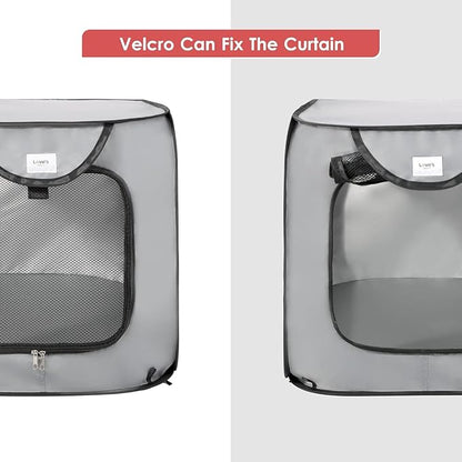 Love's cabin 31.5in Portable Large Dog Bed - Pop Up Dog Kennel, Indoor Outdoor Crate for Pets, Portable Car Seat Kennel, Cat Bed Collection, Grey