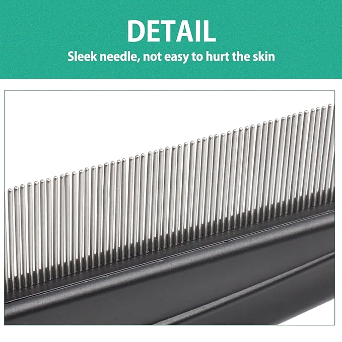 2 PCS Fine Tooth Combs, No Skin Damage Stainless Steel High Strength Teeth Hair Combs, Pet Tear Stain Remover Combs