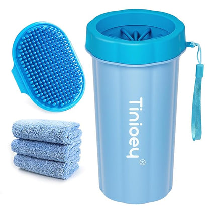 Dog Paw Cleaner for Large Dogs (with 3 Towels & Dog Bath Brush), Dog Paw Washer, Muddy Paw Cleaner, Pet Foot Cleaner