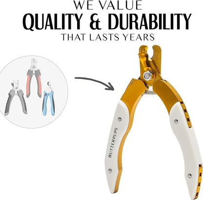 Professional Luxury Stainless Steel Dog Nail Clipper with Faux Leather Case, includes Safety Guard for Easy and Precise Cutting to Avoid Over Cutting, Designed for Small Medium Large Pets