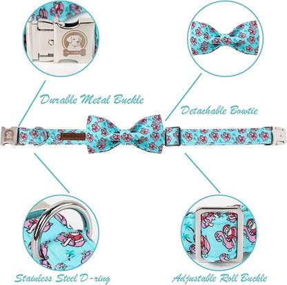 MR. CHUBBYFACE Christmas Santa Claus Dog Collar with Bowtie, Cotton Boy Girl Dog Collars with Metal Buckle Cute Christmas Collars for Puppy Small Medium Large Dogs