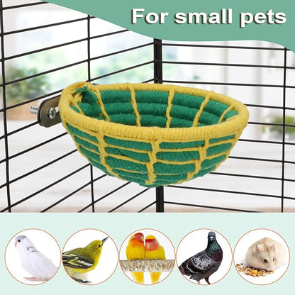 Hypeety Handmade Coton Rope Bird Breeding Nest Hatch House Bird Nest Cage for Small Parrots Budgie Parakeet Cockatiel Parakeet Conure Canary Finch Lovebird (Green)