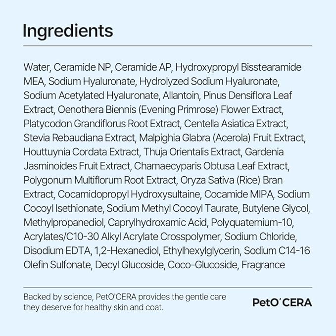 PetO’Cera Dog Shampoo Plus, All-in-One Dog Shampoo and Conditioner, Itch Relief, Moisturizing, Vet Approved, Hypoallergenic, Korean Pet Skin Care (16.9 fl oz/500ml)