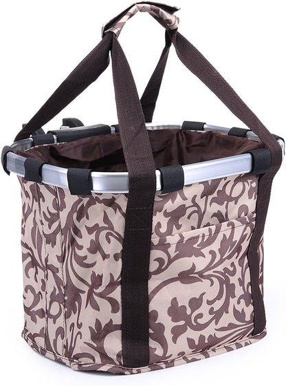 Pet Dog Bike Basket & Carrier Bag- Foldable Detachable Pet Travel Bicycle Basket - Small Animal Dog Cat Rabbit Bike Ride Basket Carrier (Coffee)