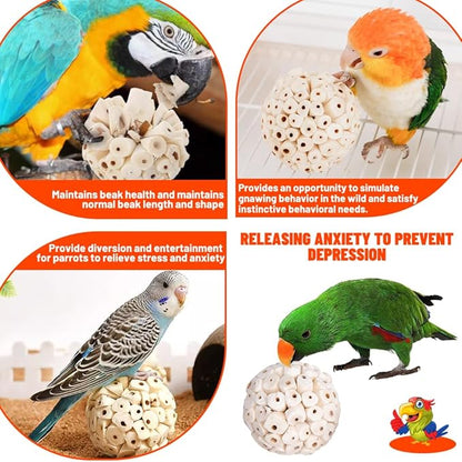 6 Pack Bird Toy Sola Balls, Natural Parrot Soft Chew Shredding & Foraging Toy, Bird Foot Balls for Cockatiel Conure Quaker Budgie Parakeet Bunny Guinea Pig Chinchilla Rabbit