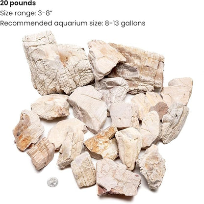 SubstrateSource Natural Stone for Aquarium, Terrarium, Paludarium, Reptile Enclosures - Set of Decorative Rocks for Landcapes, Aquascaping, Fish Tank Decor (Sand Stone, 20 Pounds, 3-8")