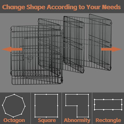 24__ Dog Playpen, 8 Panels Dog Pens with Bottom Pad, Metal Foldable Pet Puppy Exercise Fence Crate Kennel, Indoor Outdoor Escape Proof Pen for Small Medium Pets (with Bottom pad)