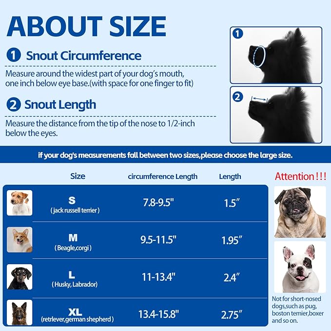 Dog Muzzle,Soft Mesh Breathable Muzzle, Air Mesh Dog Muzzle with Reflective & Adjustable Strap for for Biting Chewing Grooming,Allow Panting Drinking,Dog Muzzle for Medium (Blue, S)