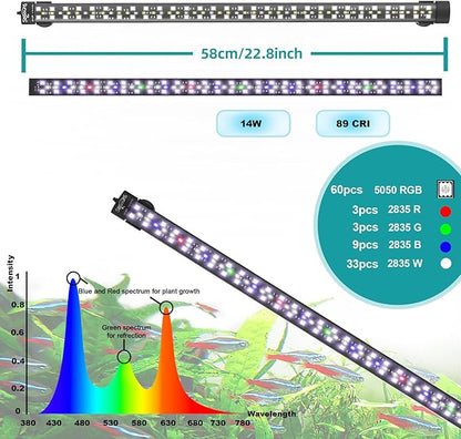 SEAOURA Submersible Aquarium Light for 24 to 43 Inch Fish Tank, 24/7 Cycle Fish Tank Light with Timer, Aquarium Plant Light with Full Spectrum+7 Single Colors, Auto On/Off, Adjustable Brightness