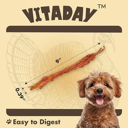 Turkey Tendon for Dogs, Turkey Tendon Strip 3 oz, 100% Natural, USA-Sourced, High-Protein, Low-Fat, Long-Lasting Dog Chew, Rawhide Alternative, Hypoallergenic Puppy & Dog Treats