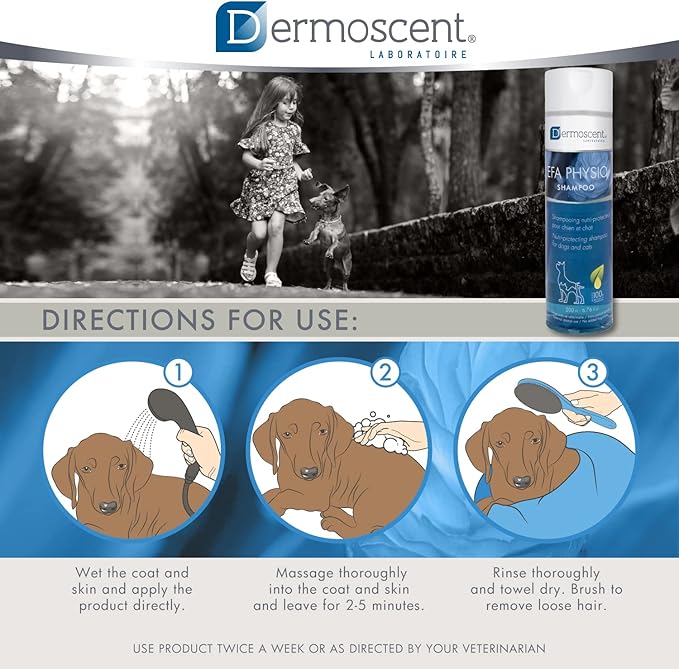 Dermoscent EFA Physio Shampoo for Dogs & Cats - Gentle Natural Ingredients for Frequent Bathing Allergies & Itchy Skin Relief - Soothes Dermatitis & Atopic Skin - 200 ml