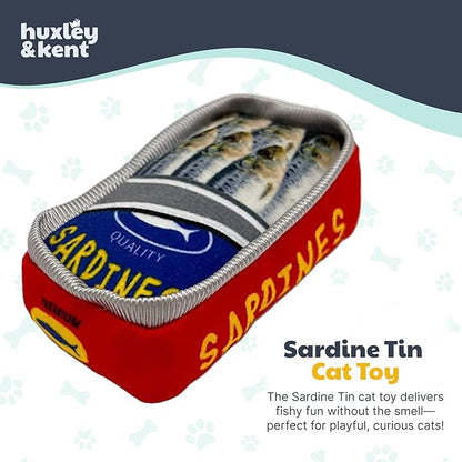 Huxley & Kent Plush Cat Toy - Interactive Catnip Toy for Cats & Kittens - Soft with Crinkle & Catnip - Fun Indoor Play - Sardine Tin