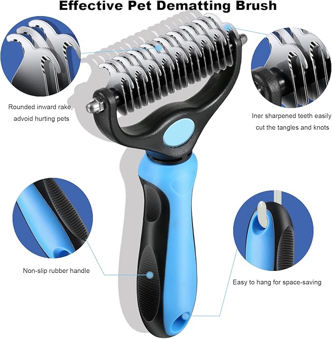 Dog Brush for Shedding,Double Sided Undercoat Rake Comb, Pet Grooming Brush for Small, Medium Dogs and Cats,Furminator Tool Remove 98% Mats,Tangles