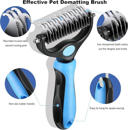 Dog Brush for Shedding,Double Sided Undercoat Rake Comb, Pet Grooming Brush for Small, Medium Dogs and Cats,Furminator Tool Remove 98% Mats,Tangles