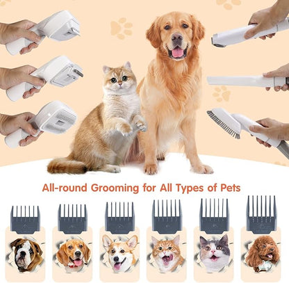 Dog Hair Vacuum & Grooming Kit, 2L Large Capacity for Shedding Grooming Hair, Grooming Kit Including 12 Tools for Dog Dogs Cats and Other Animals