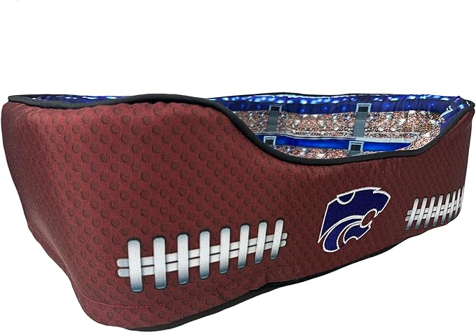 NCAA Kansas State Wildcats Stadium Dog Bed, Pet Pillow Bed for Dogs, Sporty Football Dog Bed and Lounge Cushion