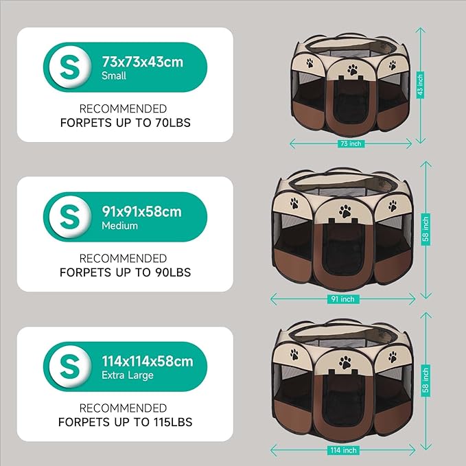 Dog Playpen, 36'' Portable Foldable Pet Dog Cat Playpen Crates Kennel/Premium 600D Oxford Cloth, Portable Foldable Pet Play Pens Cat Dog Rabbit Kennel, Removable Zipper Top, Indoor and Outdoor Use