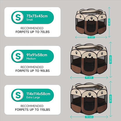 Dog Playpen, 45'' Portable Foldable Pet Dog Cat Playpen Crates Kennel/Premium 600D Oxford Cloth, Portable Foldable Pet Play Pens Cat Dog Rabbit Kennel, Removable Zipper Top, Indoor and Outdoor Use