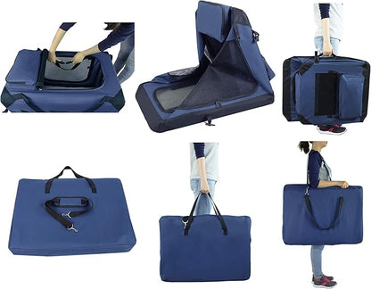 EliteField 3-Door Folding Soft Dog Crate with Carrying Bag and Fleece Bed (2 Year Warranty), Indoor & Outdoor Pet Home (30" L x 21" W x 24" H, Navy Blue)