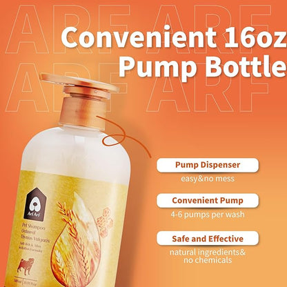 Arf Arf Oatmeal Dog Shampoo & Conditioner Bundle – Anti-Itch, Allergy Relief & Moisturizing Honey Formula | Ideal for Sensitive Skin, Boosts Coat Shine (2 x 16oz)