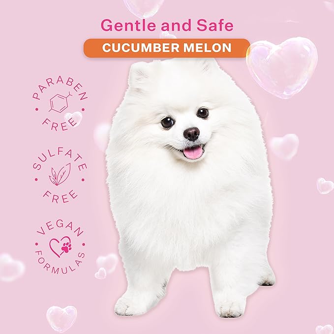 Paris Hilton Dog Shampoo - Crisp Refreshing Cucumber Melon Scent, Sulfate-Free Vegan & Hypoallergenic for All Dog Breeds, with Oatmeal & Aloe for Healthy Coats & Salon-Quality Grooming, 16oz (480ml)