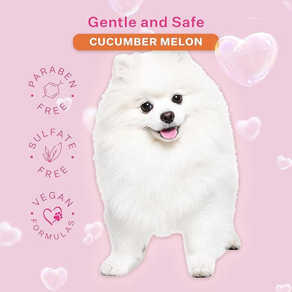 Paris Hilton Dog Shampoo - Crisp Refreshing Cucumber Melon Scent, Sulfate-Free Vegan & Hypoallergenic for All Dog Breeds, with Oatmeal & Aloe for Healthy Coats & Salon-Quality Grooming, 16oz (480ml)