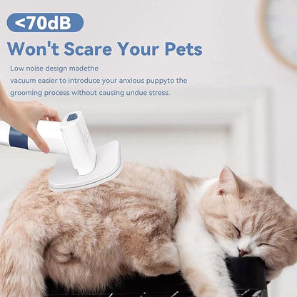 6-in-1 Pet Grooming Kit with Vacuum Brush | Low Noise Deshedding Tool, Dog Hair Clippers & Scissors | Shedding Control for Dogs Cats Clean up