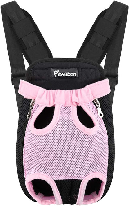 Pawaboo Pet Carrier Backpack, Adjustable Pet Front Cat Dog Carrier Backpack Travel Bag, Legs Out, Easy-Fit for Traveling Hiking Camping for Small Medium Dogs Cats Puppies, Small, Pink