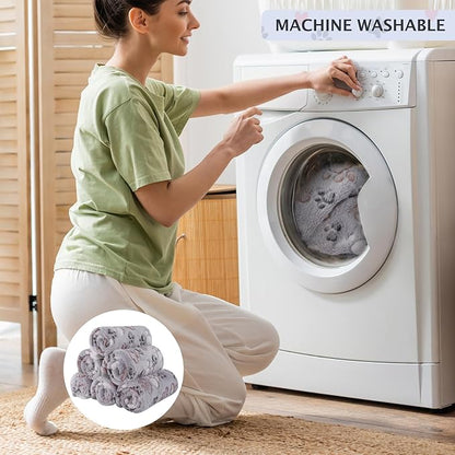 BVAGSS 6 Pack Small Dog Blanket, Super Soft Warm Pet Cover Blankets, Paw Print Puppy Fleece Flannel Blanket for Small Medium Dogs and Cats MW003