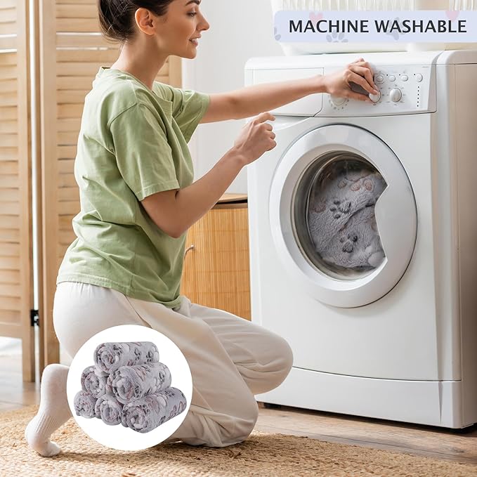 BVAGSS 6 Pack Small Dog Blanket, Super Soft Warm Pet Cover Blankets, Paw Print Puppy Fleece Flannel Blanket for Small Medium Dogs and Cats MW003