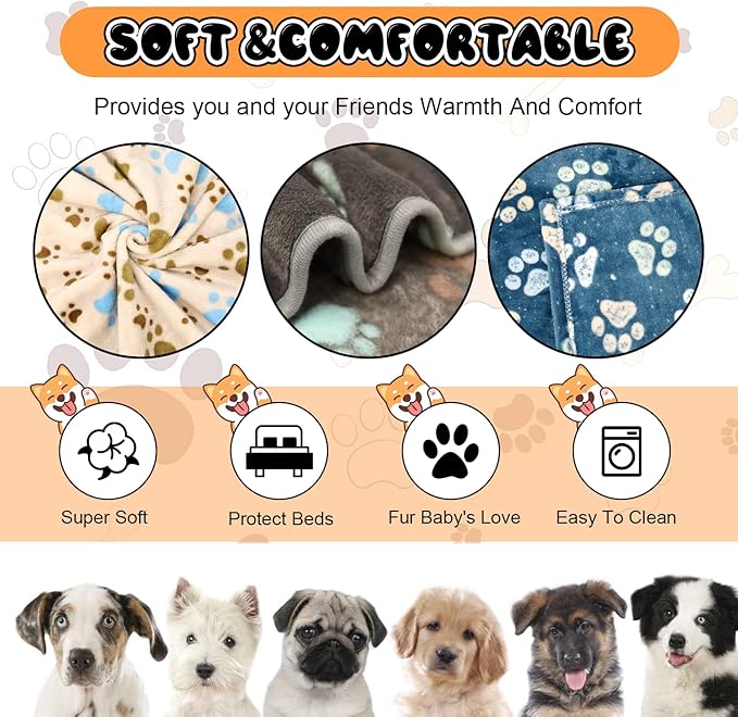 1 Pack 3 Blankets for Dogs, Dog Blankets for Large Dogs, Medium Dog Blanket Super Soft Fluffy Premium Fleece Pet Blanket Flannel Throw for Dog Puppy Cat Paw Blanket(41x31inch)