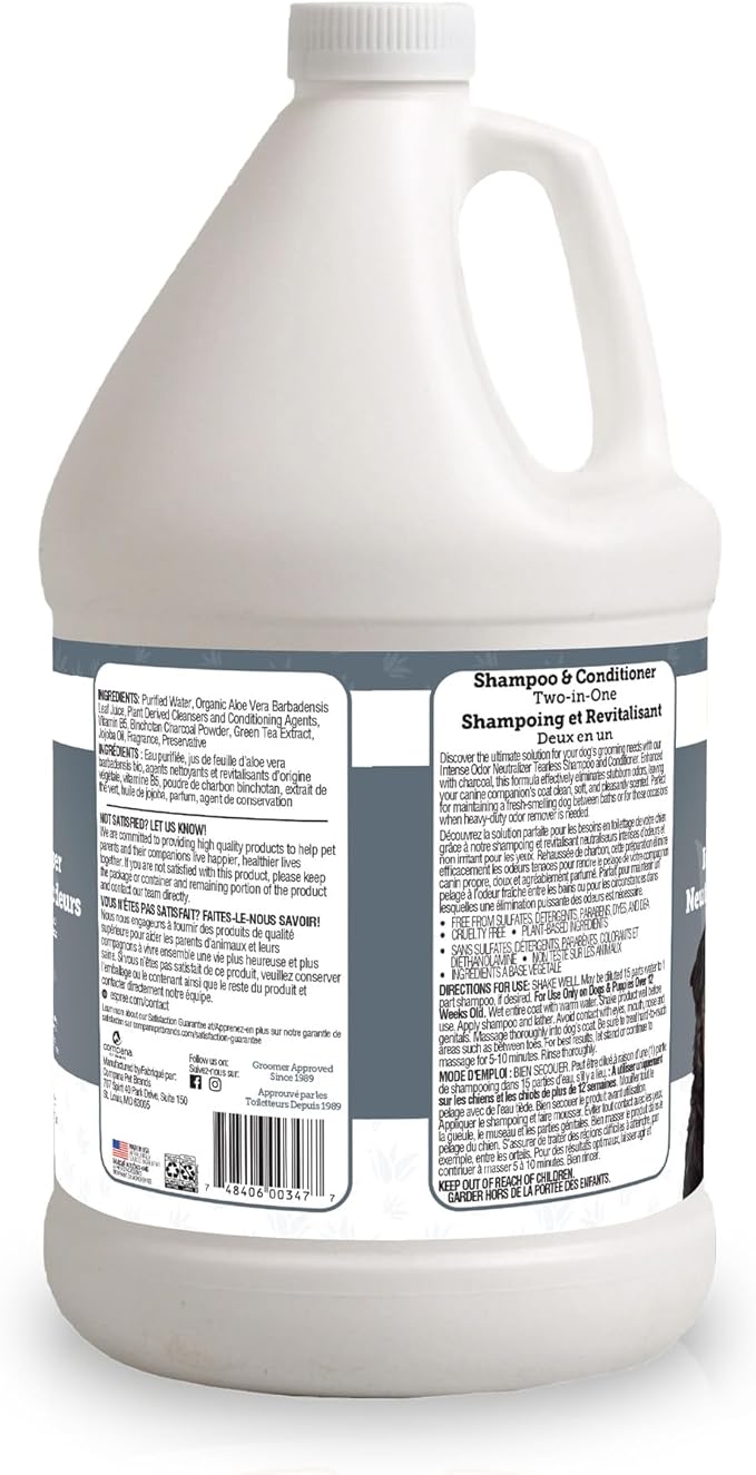 Espree Intense Charcoal Odor Neutralizer Dog Shampoo & Conditioner, Eliminates Stubborn Dog Odors, Plant Based Ingredients, 2 in 1, Charcoal-Infused Odor Neutralizer for Dogs, Cruelty-Free, Gallon