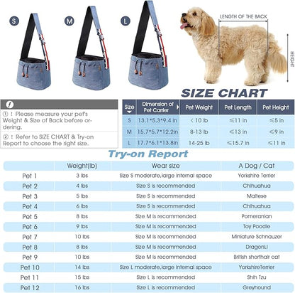 Dog Sling Carrier, Thick Padded Cat Carrier for Small Dogs Hands Free Large Interior Puppy Pet Sling Carriers with Breathable Mesh, Drawstring for Outdoor Travel, Supermarkt Bag