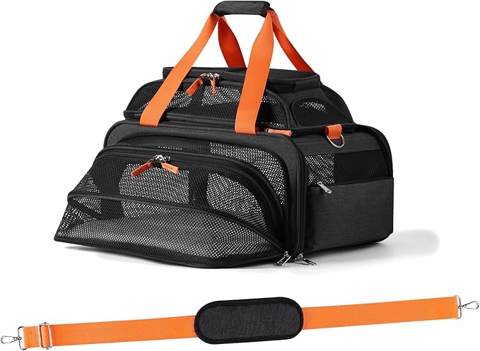 17x12x8.3 TSA Approved Expandable pet Carrier for Extra-Small Dog Under 6-8 lbs,Small-Medium cat Under 10 lbs,for jetblue and Other Airlines only Have 8.5'' Height Space underseat