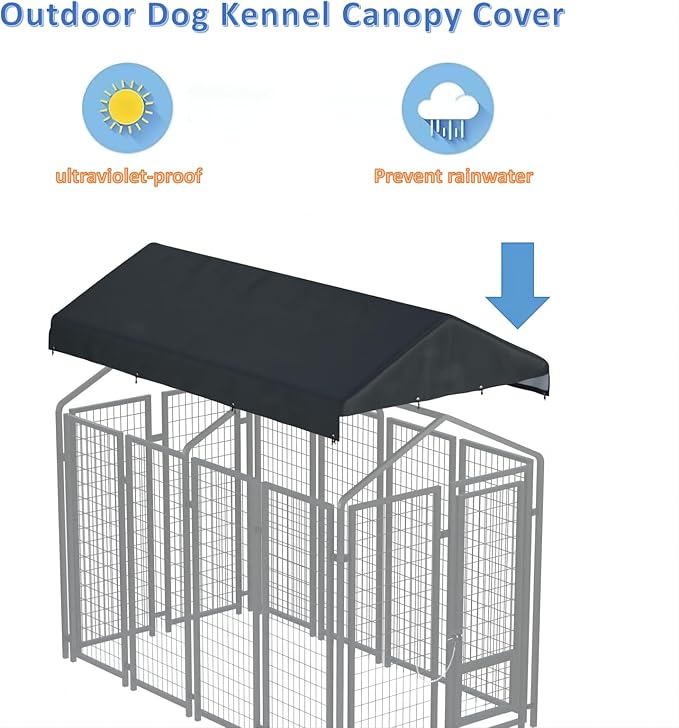 8' x 4' Replaceable Dog Kennel Cover 420D Heavy Duty Waterproof Dog Kennel Canopy Cover - Black (Includes cover only)
