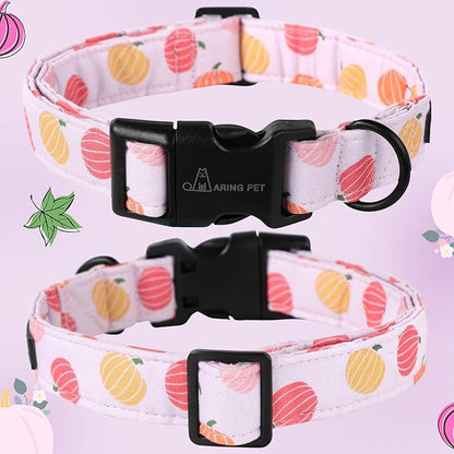 ARING PET Halloween Dog Collar-Cute Pumpkin Dog Collar for Small Dogs, Cotton Pink Girl Dog Collars with Quick Release Buckle for Small Medium Large Dogs