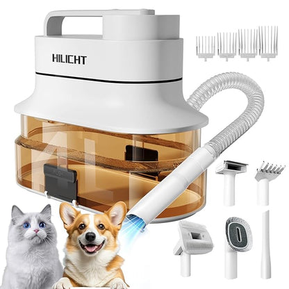 Dog Grooming Kit, Dog Hair Vacuum with Nail Clipper and 4L Dust Cup, 6 Pet Grooming Tools, Silent Pet Vacuum for Cats, Dogs and Other Animals