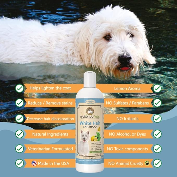 Dog Whitening Shampoo for Dogs with White Light Colored Hair Coat Fur_hite Haired Pets Shampoo for Itching Dry Sensitive Skin. Non Toxic Formula