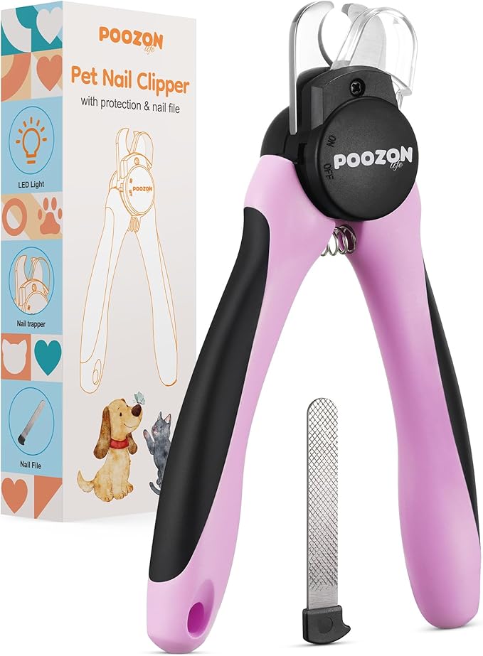 Dog Nail Clipper with Light, Illuminates Nail Clipper Kit or Bloodline for Safe, Easy Trimmers, Extra Sharp for Thick Nails, Quick Sensor, Avoid Over Cutting Toenail, for Cats & Dogs